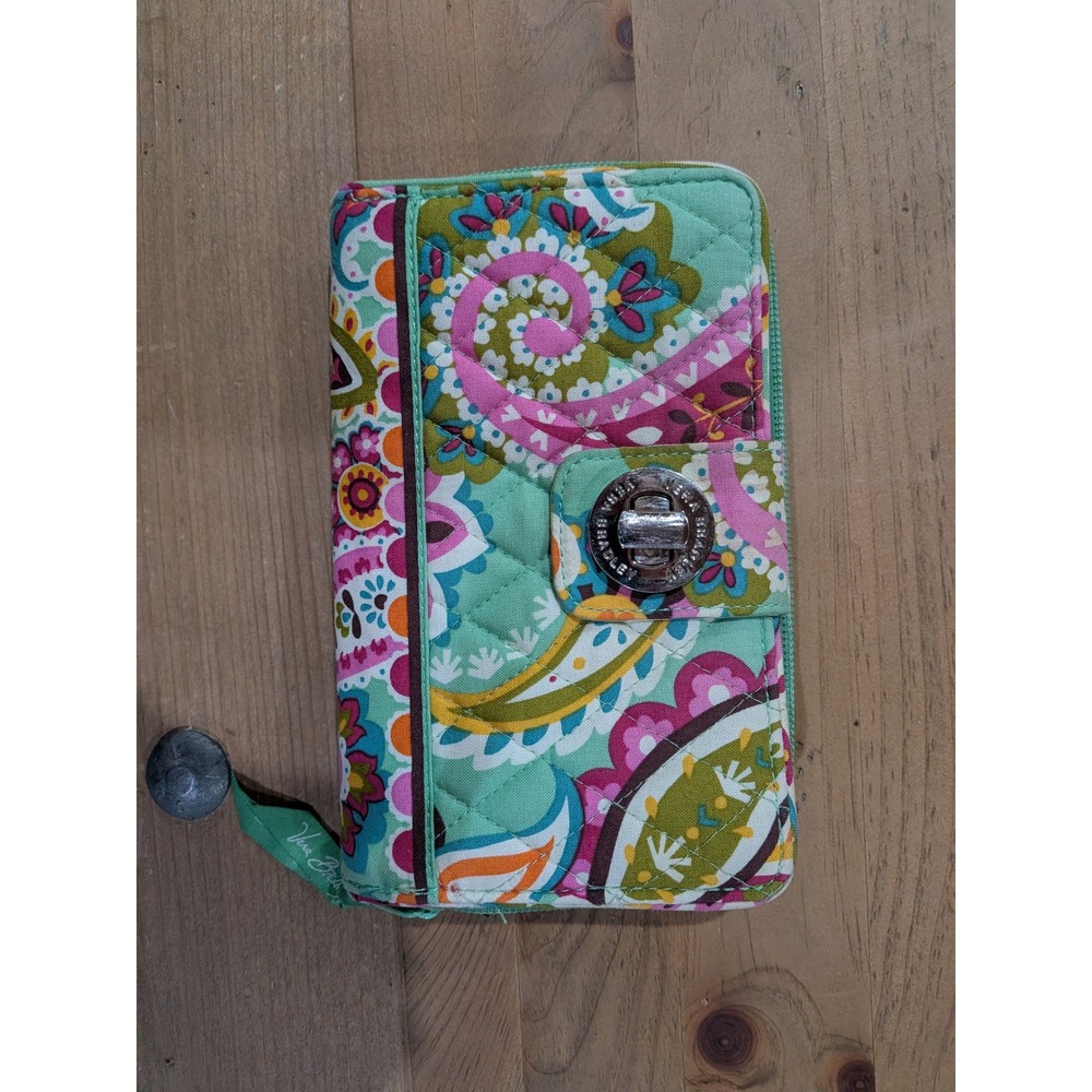 Vera Bradley Turnlock Wallet Quilted Retired Tutti Fruity Cotton Paisley